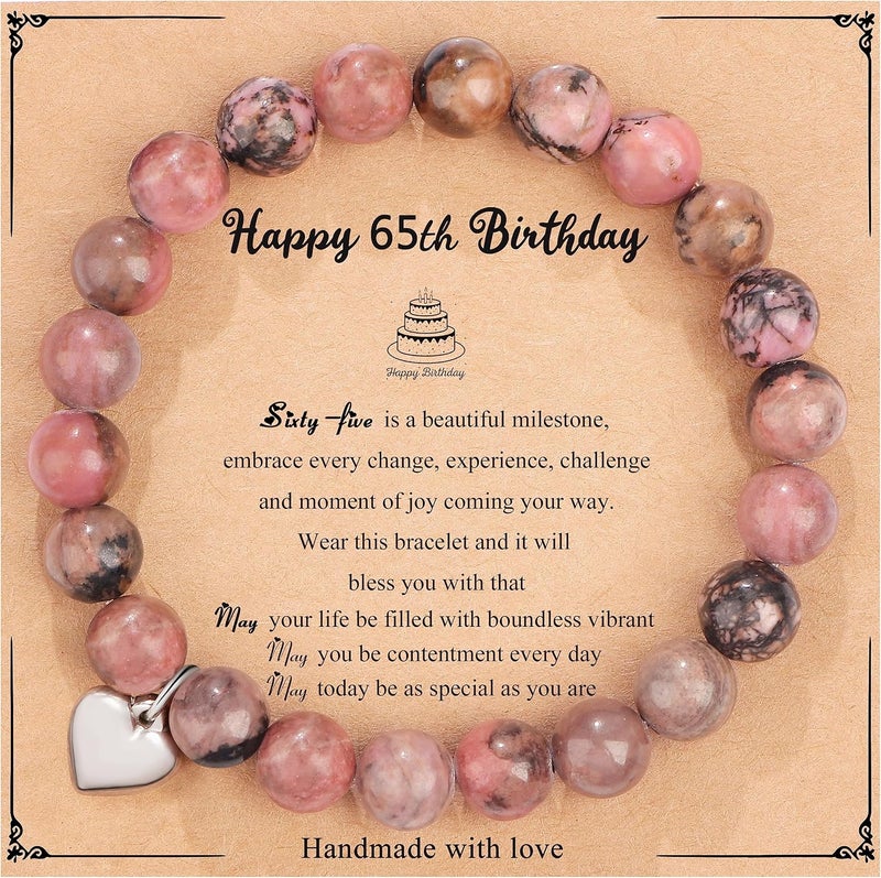 Yiyang 13th 16th 18th 21st 25th 30th 35th 40th 45th 50th 60th 65th 70th 75th 80th Birthday Gifts for Women, Natural Stone Bracelet Birthday Gifts for Women Mom Daughter Grandma Sister Coworker - Image 1